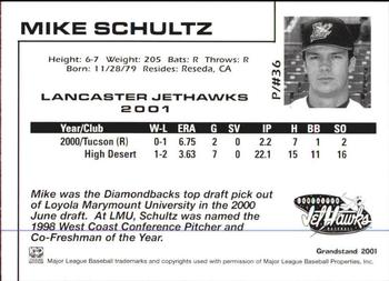 2001 Grandstand Lancaster JetHawks #36 Mike Schultz Back