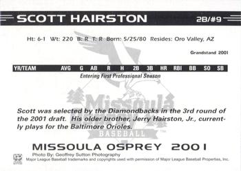2001 Grandstand Missoula Osprey #NNO Scott Hairston Back