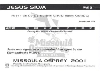 2001 Grandstand Missoula Osprey #NNO Jesus Silva Back