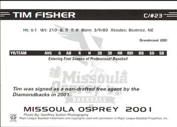 2001 Grandstand Missoula Osprey #NNO Tim Fisher Back