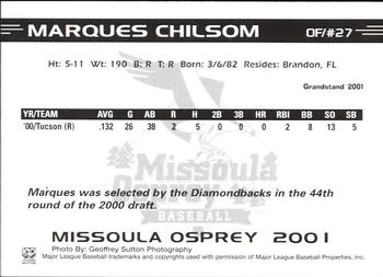 2001 Grandstand Missoula Osprey #NNO Marques Chilsom Back