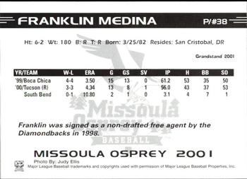 2001 Grandstand Missoula Osprey #NNO Franklin Medina Back