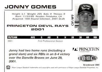 2001 Grandstand Princeton Devil Rays #NNO Jonny Gomes Back