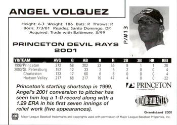 2001 Grandstand Princeton Devil Rays #NNO Angel Volquez Back