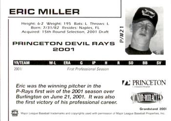 2001 Grandstand Princeton Devil Rays #NNO Eric Miller Back