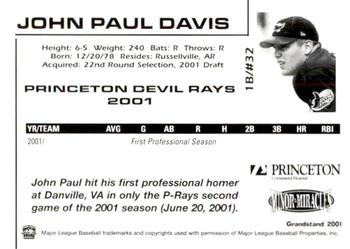 2001 Grandstand Princeton Devil Rays #NNO John-Paul Davis Back