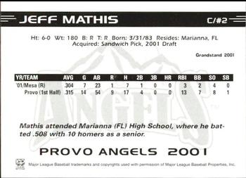 2001 Grandstand Provo Angels #2 Jeff Mathis Back