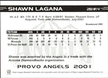 2001 Grandstand Provo Angels #14 Shawn Lagana Back