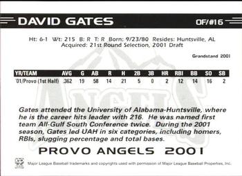 2001 Grandstand Provo Angels #16 David Gates Back