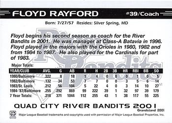 2001 Grandstand Quad City River Bandits #NNO Floyd Rayford Back