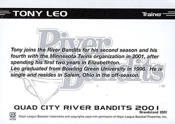 2001 Grandstand Quad City River Bandits #NNO Tony Leo Back