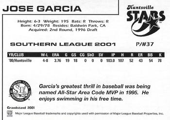 2001 Grandstand Southern League Top Prospects #NNO Jose Garcia Back