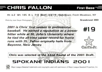 2001 Grandstand Spokane Indians #NNO Chris Fallon Back