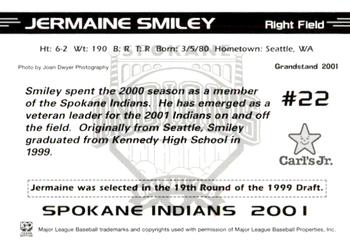 2001 Grandstand Spokane Indians #NNO Jermaine Smiley Back