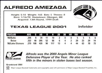 2001 Grandstand Texas League Top Prospects #NNO Alfredo Amezaga Back