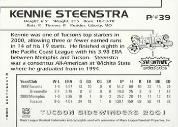 2001 Grandstand Tucson Sidewinders #NNO Kennie Steenstra Back