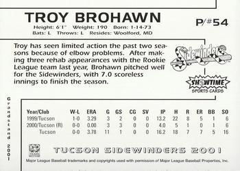 2001 Grandstand Tucson Sidewinders #NNO Troy Brohawn Back