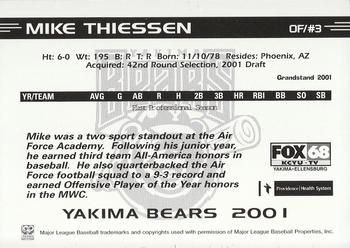 2001 Grandstand Yakima Bears #NNO Mike Thiessen Back