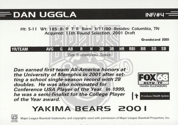 2001 Grandstand Yakima Bears #NNO Dan Uggla Back