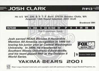 2001 Grandstand Yakima Bears #NNO Josh Clark Back