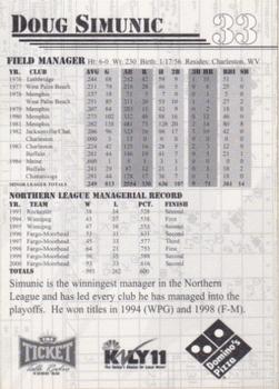 2001 Fargo-Moorhead RedHawks #NNO Doug Simunic Back