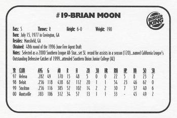 2001 Huntsville Stars #NNO Brian Moon Back