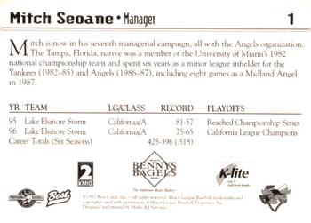 1997 Best Midland Angels #1 Mitch Seoane Back
