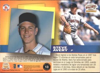 1998 Pacific Invincible - Silver #13 Steve Avery Back
