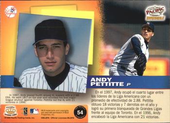 1998 Pacific Invincible - Silver #54 Andy Pettitte Back