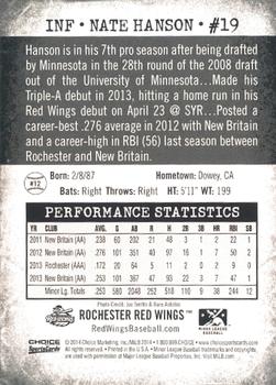 2014 Choice Rochester Red Wings #12 Nate Hanson Back