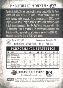 2014 Choice Rochester Red Wings #27 Michael Tonkin Back