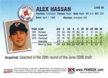 2014 Choice Pawtucket Red Sox #8 Alex Hassan Back