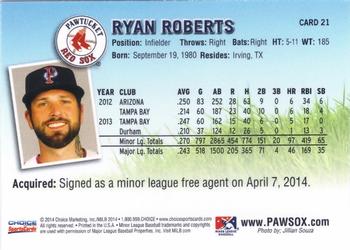 2014 Choice Pawtucket Red Sox #21 Ryan Roberts Back