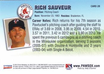 2014 Choice Pawtucket Red Sox #28 Rich Sauveur Back