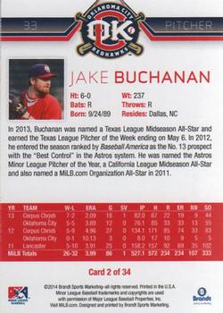 2014 Brandt Oklahoma City RedHawks #2 Jake Buchanan Back