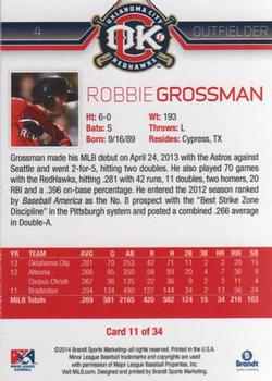 2014 Brandt Oklahoma City RedHawks #11 Robbie Grossman Back