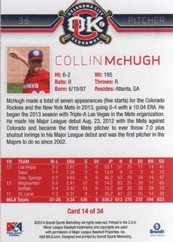 2014 Brandt Oklahoma City RedHawks #14 Collin McHugh Back
