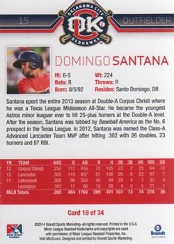 2014 Brandt Oklahoma City RedHawks #19 Domingo Santana Back