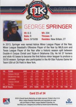 2014 Brandt Oklahoma City RedHawks #23 George Springer Back