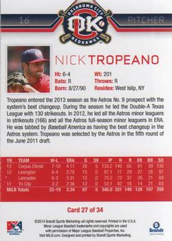 2014 Brandt Oklahoma City RedHawks #27 Nick Tropeano Back