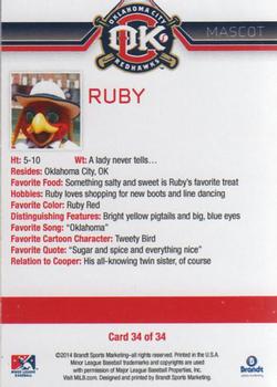 2014 Brandt Oklahoma City RedHawks #34 Ruby Back