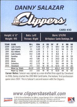 2014 Choice Columbus Clippers #30. Danny Salazar Back