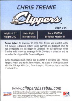 2014 Choice Columbus Clippers #33. Chris Tremie Back