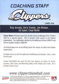 2014 Choice Columbus Clippers #34. Tony Arnold / Chris Tremie / Jim Rickon / Ed Subel / Chad Wolfe Back
