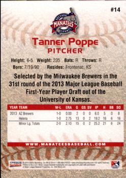 2014 Choice Brevard County Manatees #21 Tanner Poppe Back