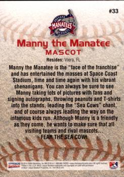 2014 Choice Brevard County Manatees #35 Manny the Manatee Back