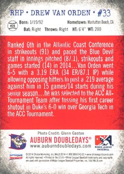 2014 Choice Auburn Doubledays #28 Drew Van Orden Back