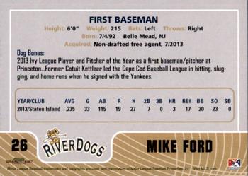 2014 Grandstand Charleston RiverDogs #NNO Mike Ford Back