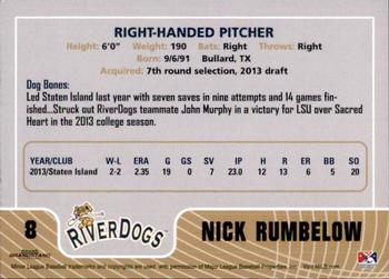 2014 Grandstand Charleston RiverDogs #NNO Nick Rumbelow Back