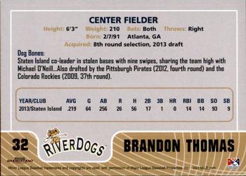 2014 Grandstand Charleston RiverDogs #NNO Brandon Thomas Back